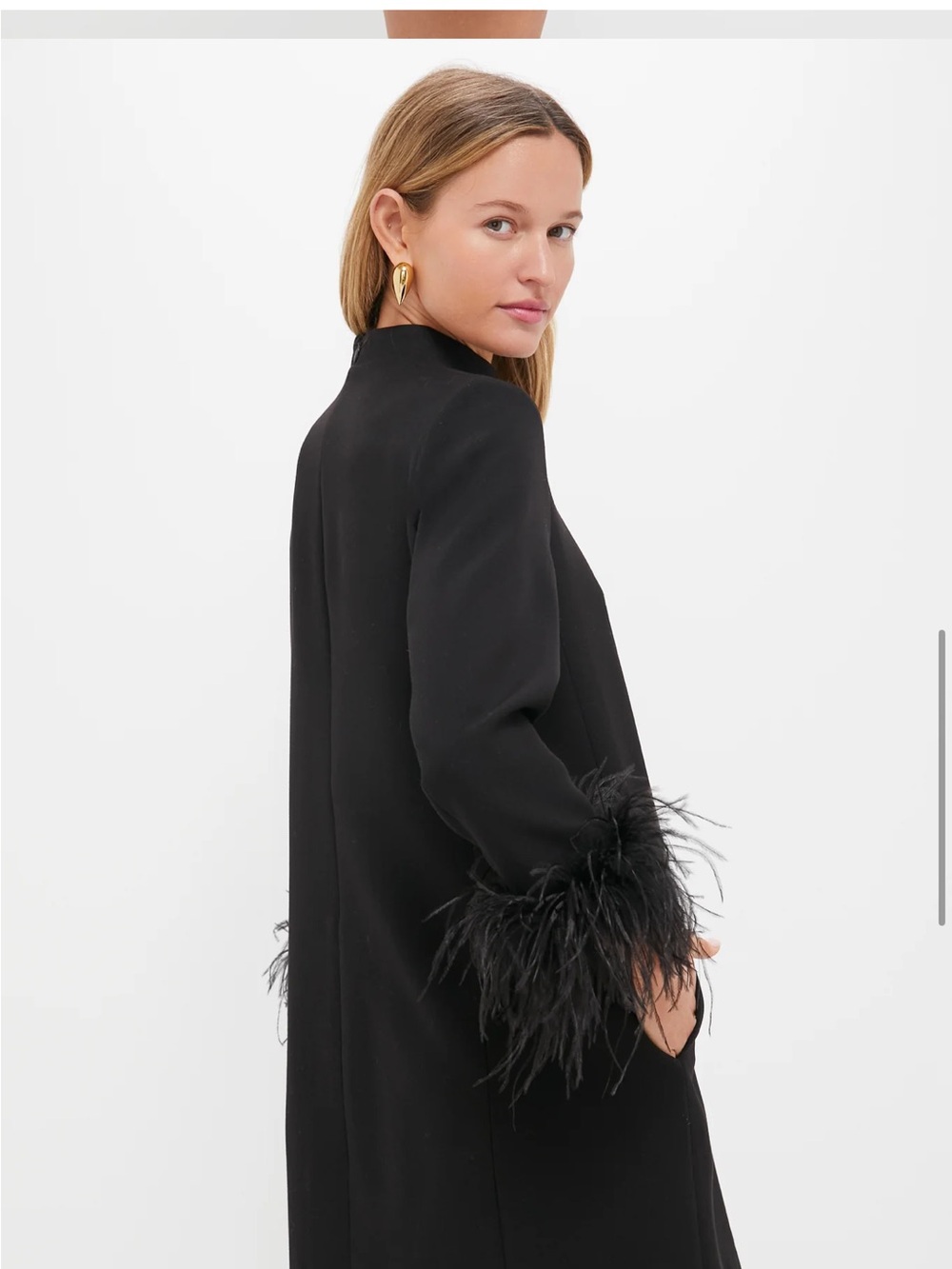 Tuckernuck Black Feather-Cuff Mock Neck Mini Dress - Picture 2 of 8